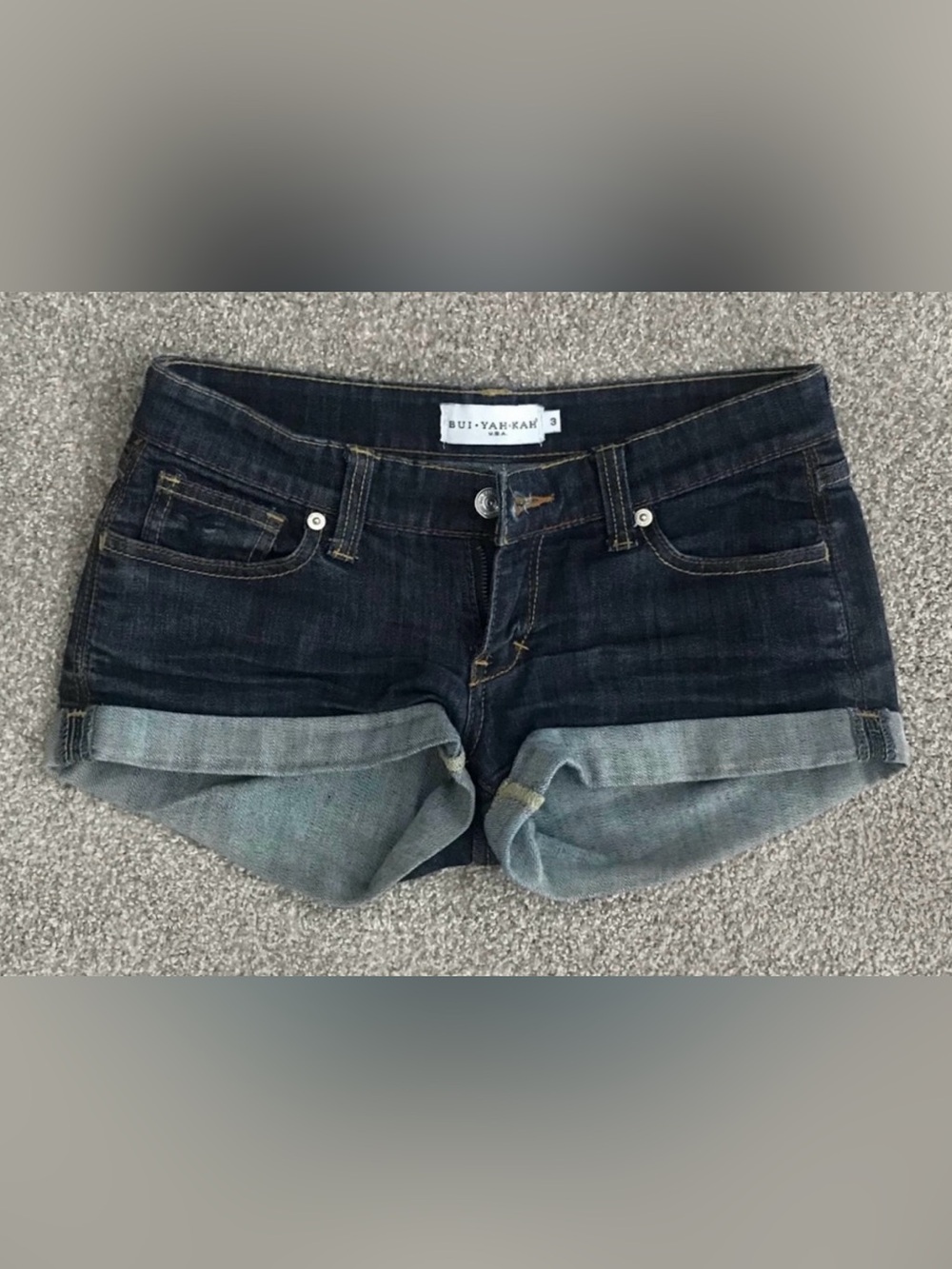 Bui-Yah-Kah Dark Blue Jean Cuffed Shorts - Size 3